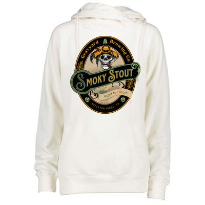 Graveyard Brewery Craft Beer Label Skeleton With Cigar Womens Funnel Neck Pullover Hood