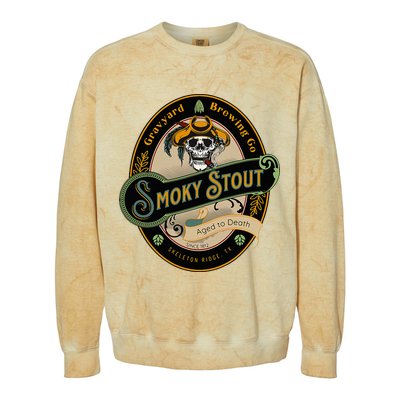 Graveyard Brewery Craft Beer Label Skeleton With Cigar Colorblast Crewneck Sweatshirt