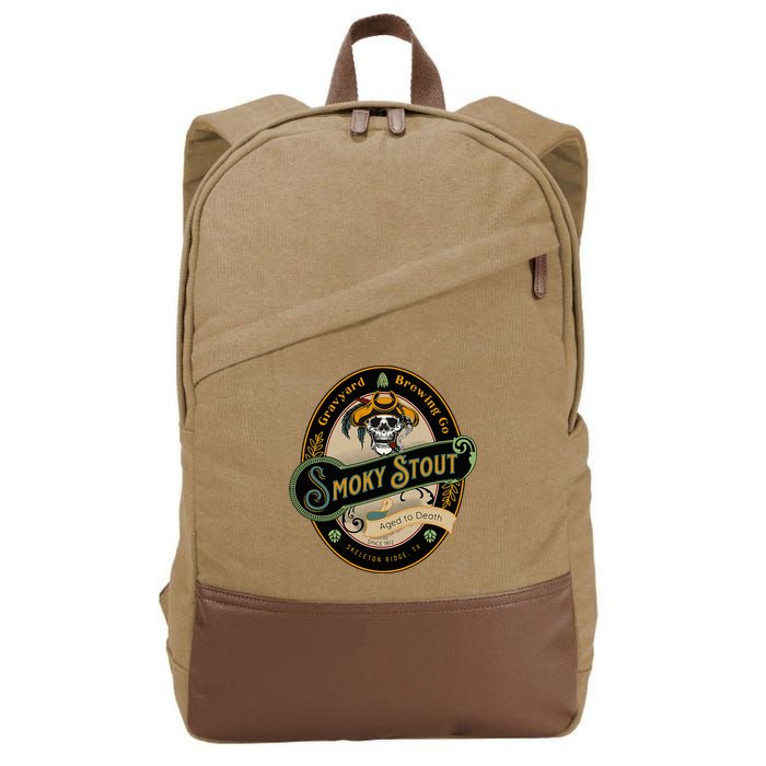 Graveyard Brewery Craft Beer Label Skeleton With Cigar Cotton Canvas Backpack
