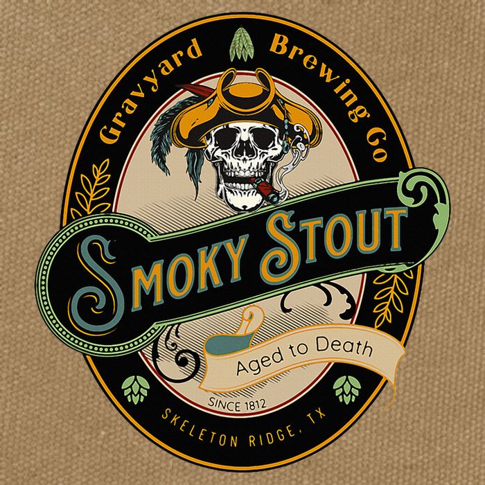Graveyard Brewery Craft Beer Label Skeleton With Cigar Cotton Canvas Backpack
