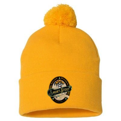 Graveyard Brewery Craft Beer Label Skeleton With Cigar Pom Pom 12in Knit Beanie