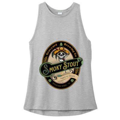 Graveyard Brewery Craft Beer Label Skeleton With Cigar Ladies PosiCharge Tri-Blend Wicking Tank