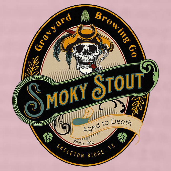 Graveyard Brewery Craft Beer Label Skeleton With Cigar 25L Jumbo Tote