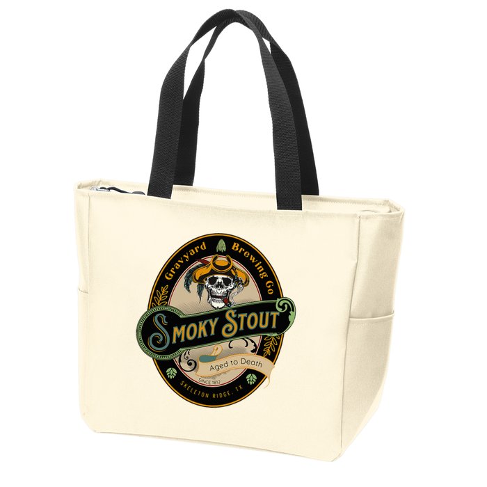 Graveyard Brewery Craft Beer Label Skeleton With Cigar Zip Tote Bag