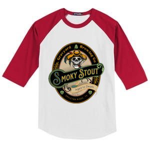 Graveyard Brewery Craft Beer Label Skeleton With Cigar Kids Colorblock Raglan Jersey