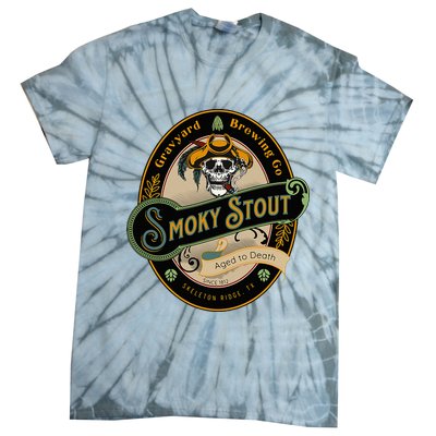 Graveyard Brewery Craft Beer Label Skeleton With Cigar Tie-Dye T-Shirt