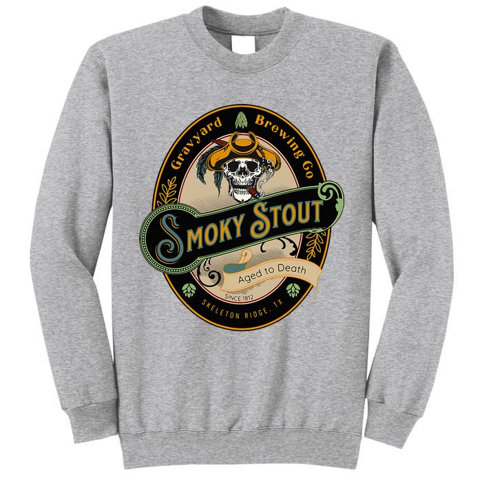 Graveyard Brewery Craft Beer Label Skeleton With Cigar Tall Sweatshirt
