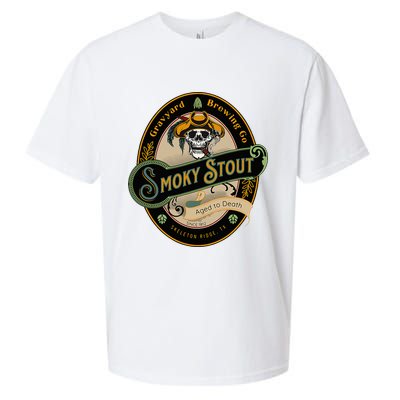 Graveyard Brewery Craft Beer Label Skeleton With Cigar Sueded Cloud Jersey T-Shirt