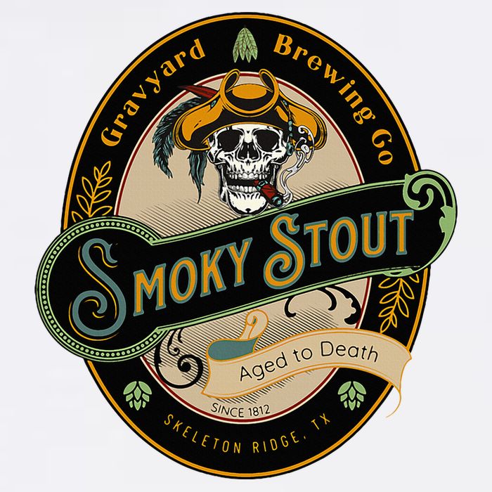 Graveyard Brewery Craft Beer Label Skeleton With Cigar Cool Comfort Performance Bucket Hat