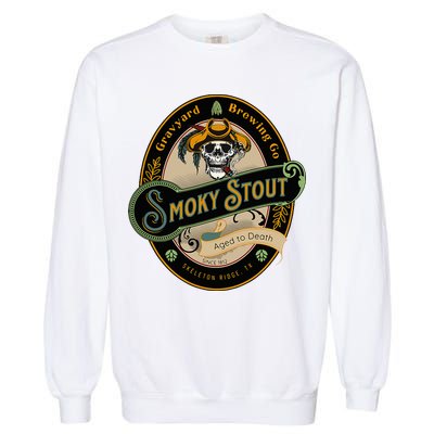 Graveyard Brewery Craft Beer Label Skeleton With Cigar Garment-Dyed Sweatshirt