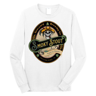 Graveyard Brewery Craft Beer Label Skeleton With Cigar Long Sleeve Shirt