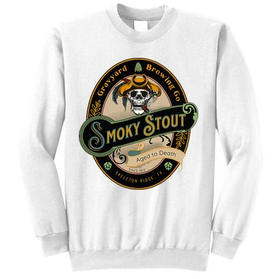 Graveyard Brewery Craft Beer Label Skeleton With Cigar Sweatshirt