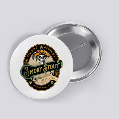 Graveyard Brewery Craft Beer Label Skeleton With Cigar Button