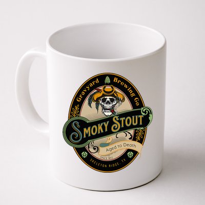 Graveyard Brewery Craft Beer Label Skeleton With Cigar Mug