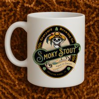 Graveyard Brewery Craft Beer Label Skeleton With Cigar Mug