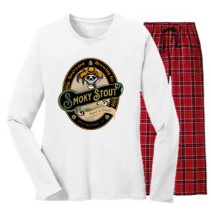 Graveyard Brewery Craft Beer Label Skeleton With Cigar Women's Long Sleeve Flannel Pajama Set 