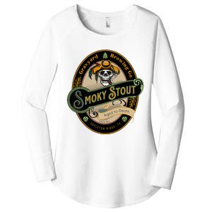 Graveyard Brewery Craft Beer Label Skeleton With Cigar Women's Perfect Tri Tunic Long Sleeve Shirt