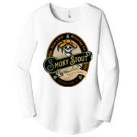 Graveyard Brewery Craft Beer Label Skeleton With Cigar Women's Perfect Tri Tunic Long Sleeve Shirt