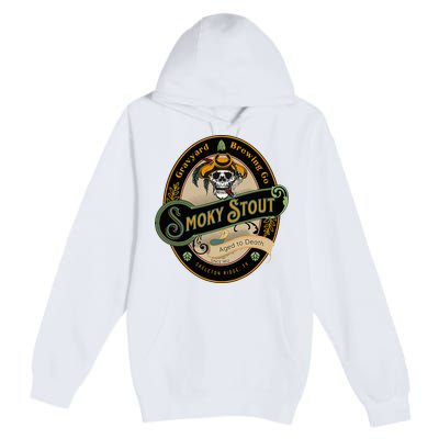 Graveyard Brewery Craft Beer Label Skeleton With Cigar Premium Pullover Hoodie