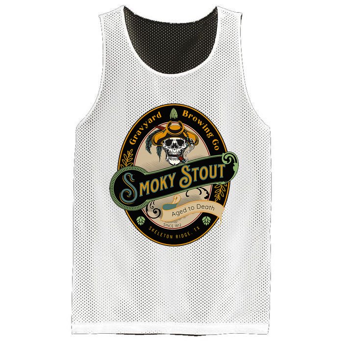 Graveyard Brewery Craft Beer Label Skeleton With Cigar Mesh Reversible Basketball Jersey Tank