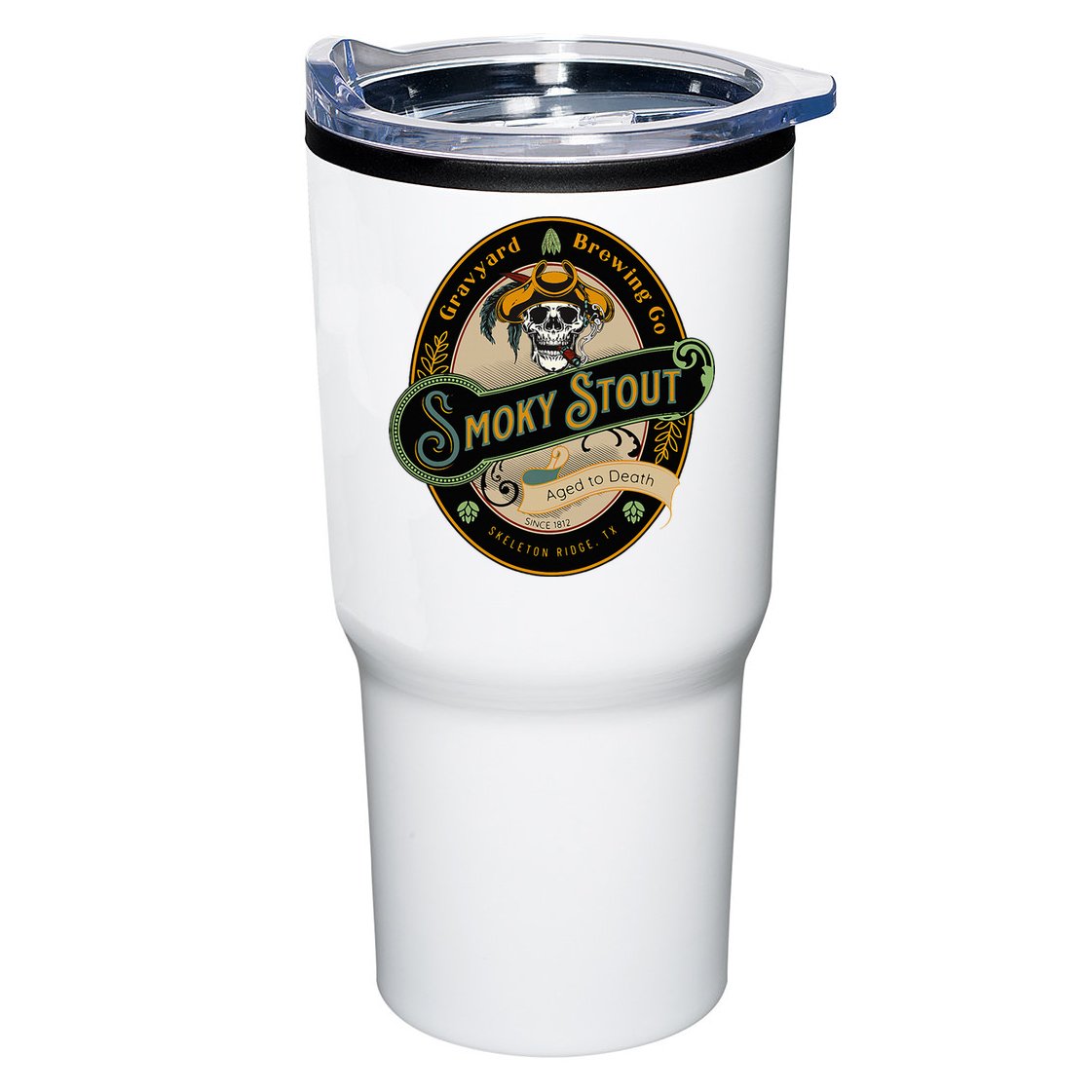 Graveyard Brewery Craft Beer Label Skeleton With Cigar Tumbler