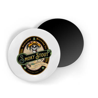 Graveyard Brewery Craft Beer Label Skeleton With Cigar Magnet