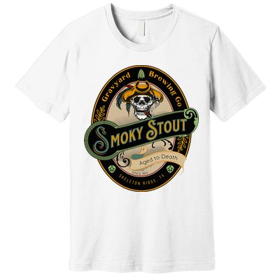 Graveyard Brewery Craft Beer Label Skeleton With Cigar Premium T-Shirt
