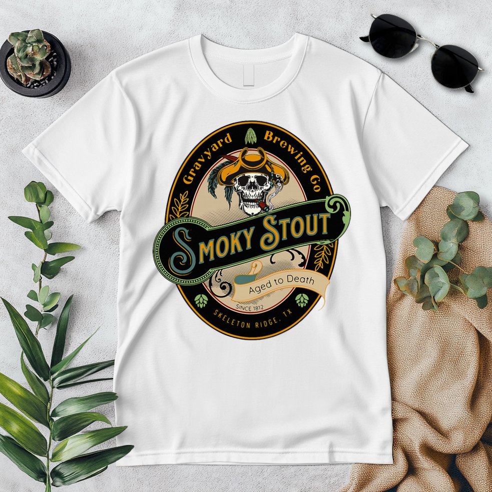 Graveyard Brewery Craft Beer Label Skeleton With Cigar Premium T-Shirt
