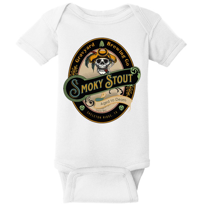 Graveyard Brewery Craft Beer Label Skeleton With Cigar Baby Bodysuit