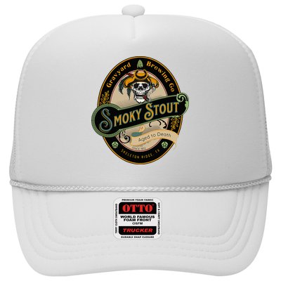 Graveyard Brewery Craft Beer Label Skeleton With Cigar Trucker Hat