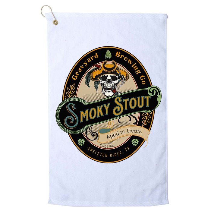 Graveyard Brewery Craft Beer Label Skeleton With Cigar Golf Towel