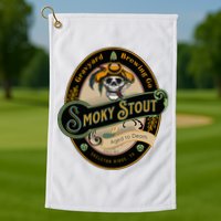 Graveyard Brewery Craft Beer Label Skeleton With Cigar Golf Towel