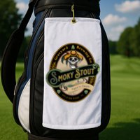 Graveyard Brewery Craft Beer Label Skeleton With Cigar Golf Towel