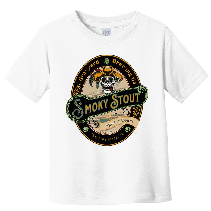 Graveyard Brewery Craft Beer Label Skeleton With Cigar Toddler T-Shirt