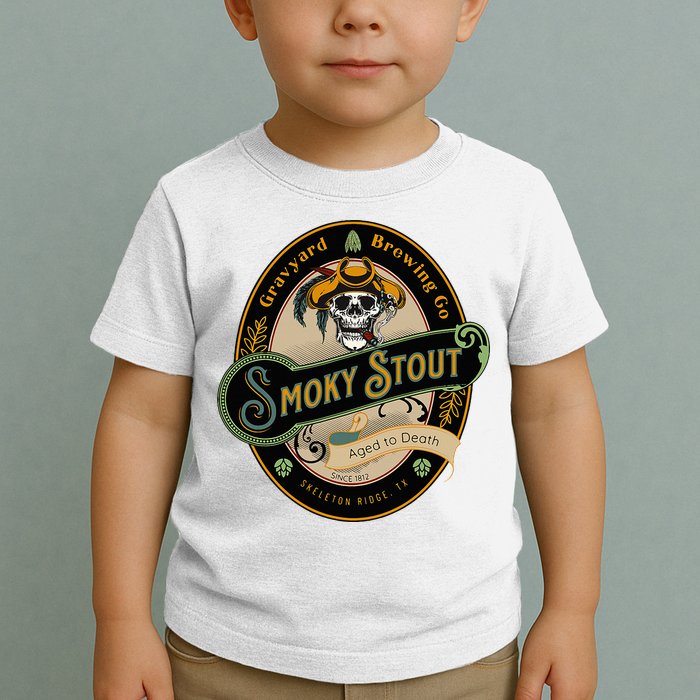 Graveyard Brewery Craft Beer Label Skeleton With Cigar Toddler T-Shirt