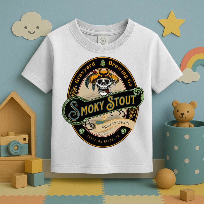 Graveyard Brewery Craft Beer Label Skeleton With Cigar Toddler T-Shirt