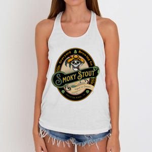 Graveyard Brewery Craft Beer Label Skeleton With Cigar Women's Knotted Racerback Tank