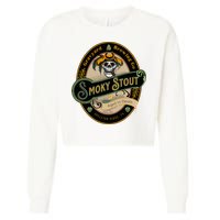 Graveyard Brewery Craft Beer Label Skeleton With Cigar Cropped Pullover Crew