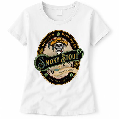 Graveyard Brewery Craft Beer Label Skeleton With Cigar Womens T-Shirt