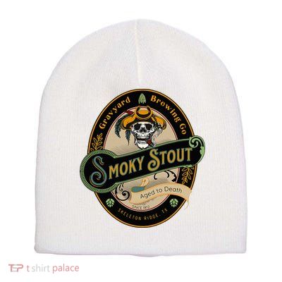 Graveyard Brewery Craft Beer Label Skeleton With Cigar Short Acrylic Beanie