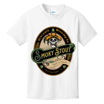 Graveyard Brewery Craft Beer Label Skeleton With Cigar Kids T-Shirt