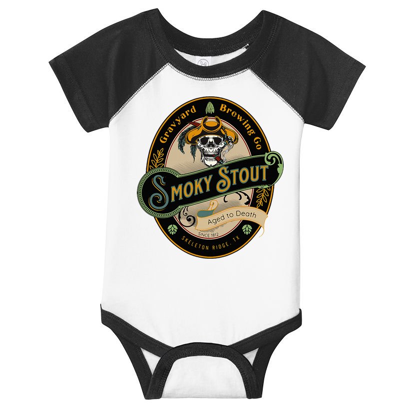 Graveyard Brewery Craft Beer Label Skeleton With Cigar Infant Baby Jersey Bodysuit