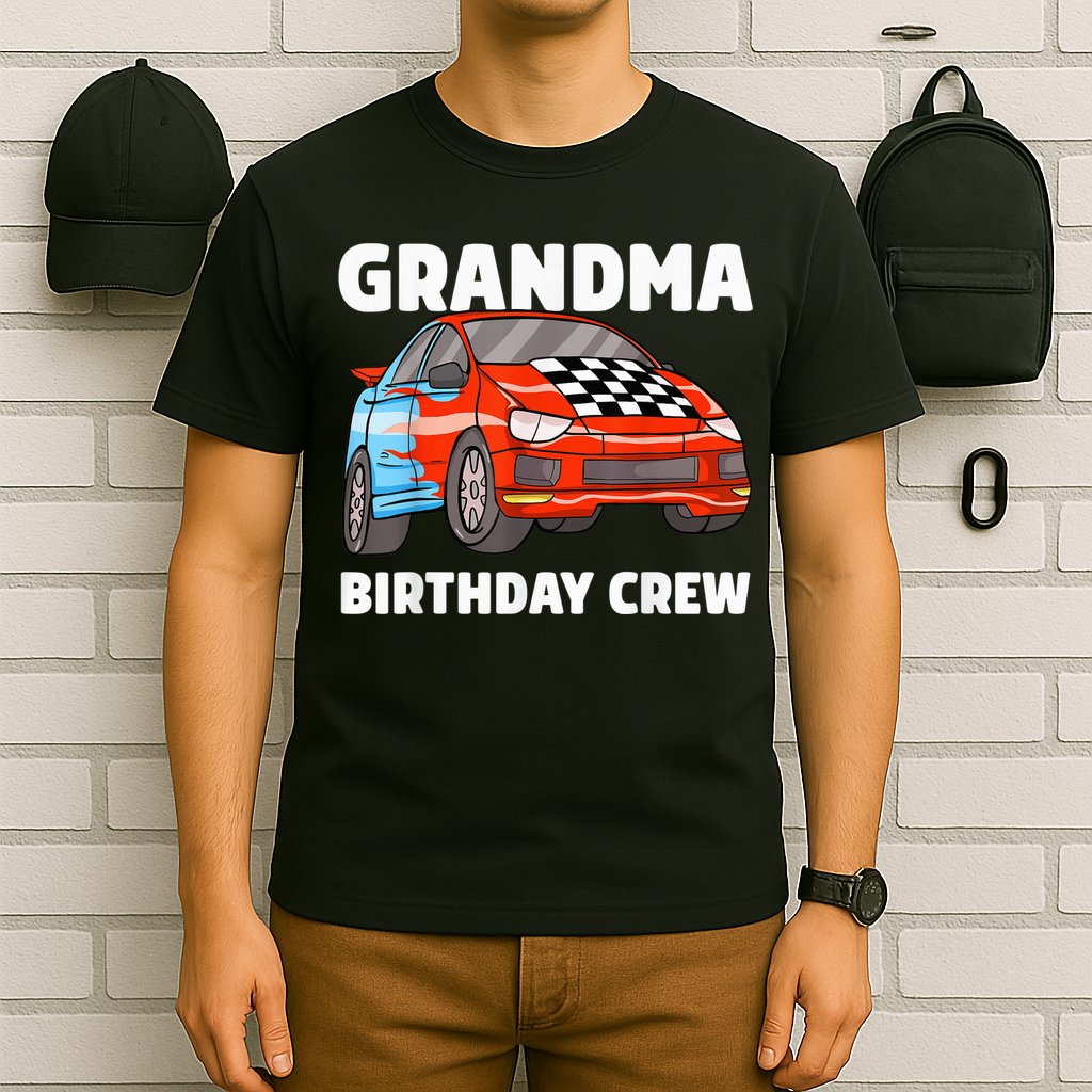 Grandma Birthday Crew Race Car Nana Racing Car Theme T-Shirt