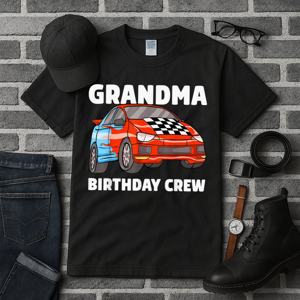 Grandma Birthday Crew Race Car Nana Racing Car Theme Tall T-Shirt