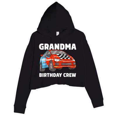 Grandma Birthday Crew Race Car Nana Racing Car Theme Crop Fleece Hoodie