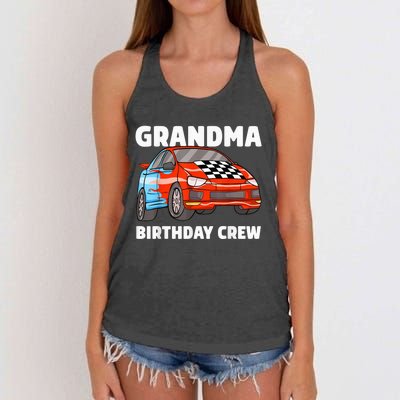 Grandma Birthday Crew Race Car Nana Racing Car Theme Women's Knotted Racerback Tank