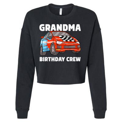 Grandma Birthday Crew Race Car Nana Racing Car Theme Cropped Pullover Crew