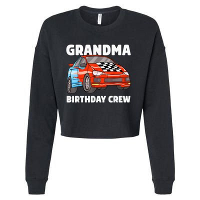 Grandma Birthday Crew Race Car Nana Racing Car Theme Cropped Pullover Crew