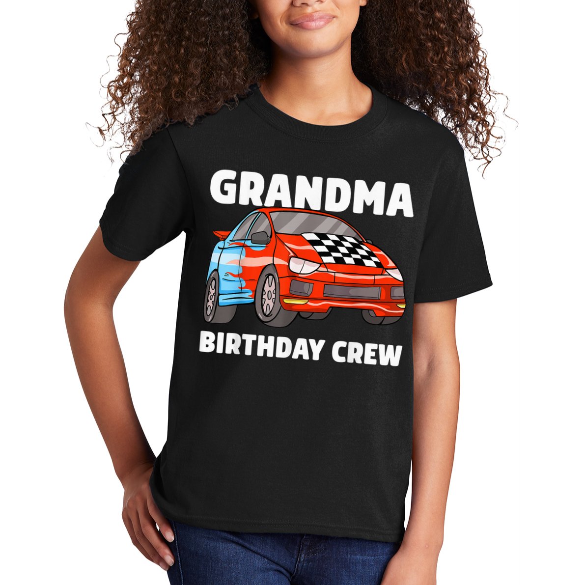 Grandma Birthday Crew Race Car Nana Racing Car Theme Kids T-Shirt