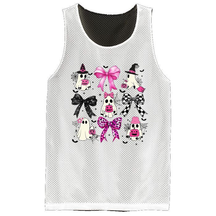 Ghost Bow Coquette Halloween Spooky Season Mesh Reversible Basketball Jersey Tank